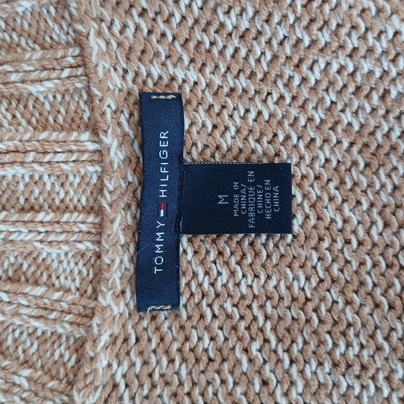 Tommy Hilfiger Beige White knitt sweater Size Medium Vintage - Picture 5 of 5